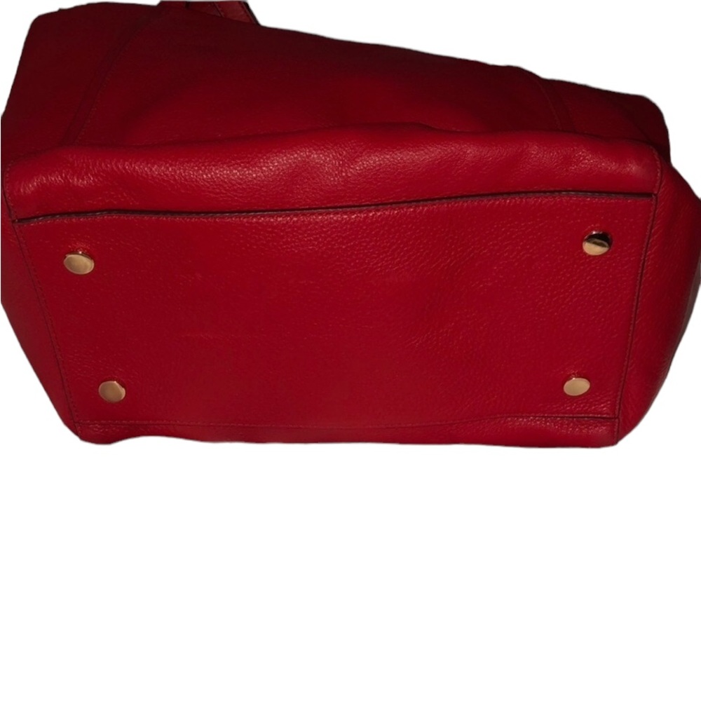 Micheal Kors large red leather shoulder bag outside pockets, 2 handles - Picture 8 of 15